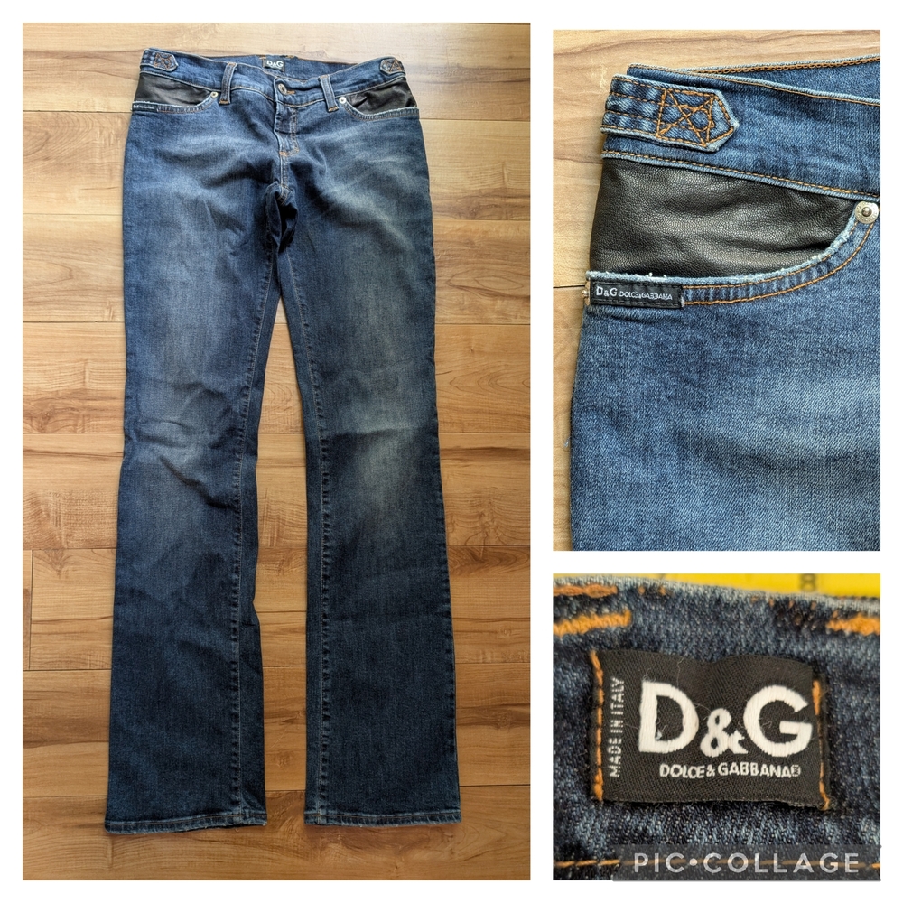 Dolce & Gabbana Ittierre Spa Boot Straight Jeans Black Leather Accent Sz 28 x 33